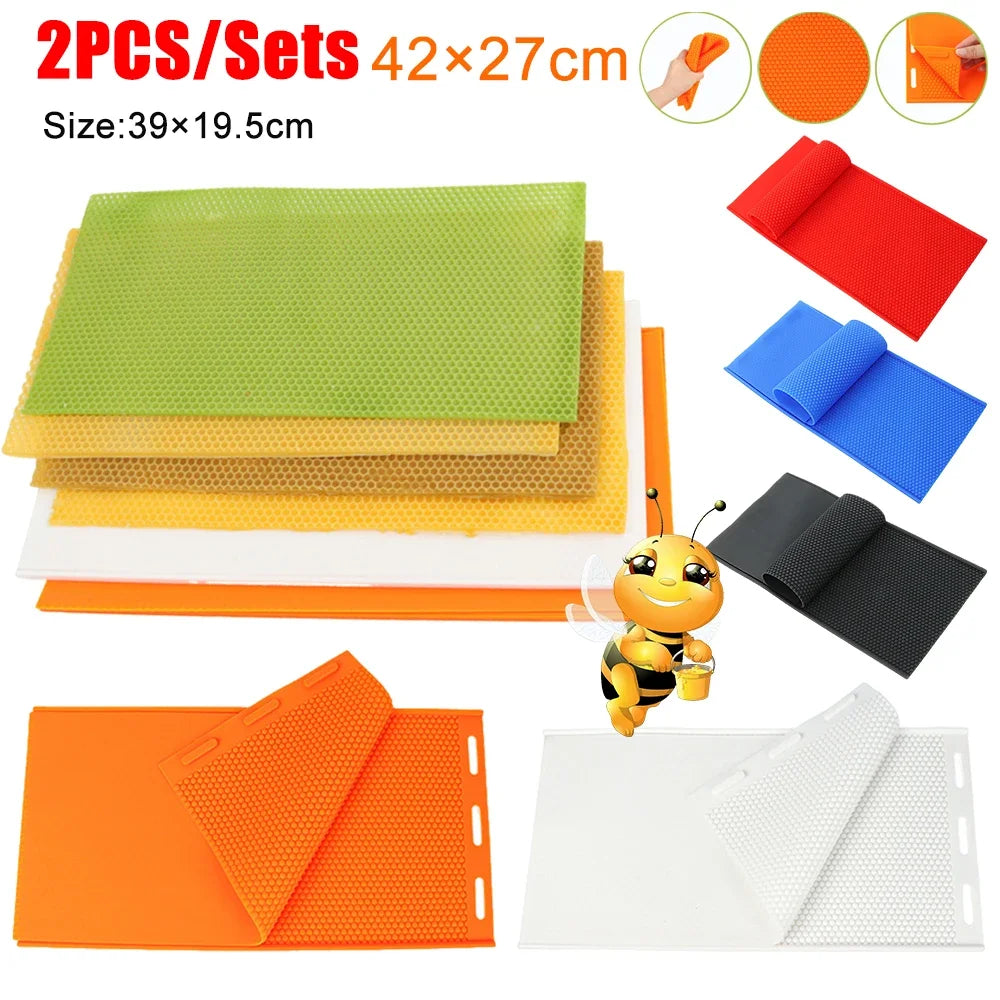 2pcs Silicon Flexible Beehive Wax Machine Foundation Sheets Mold Beeswax Foundation Press Mould Beekeeping for Beekeeper Candle