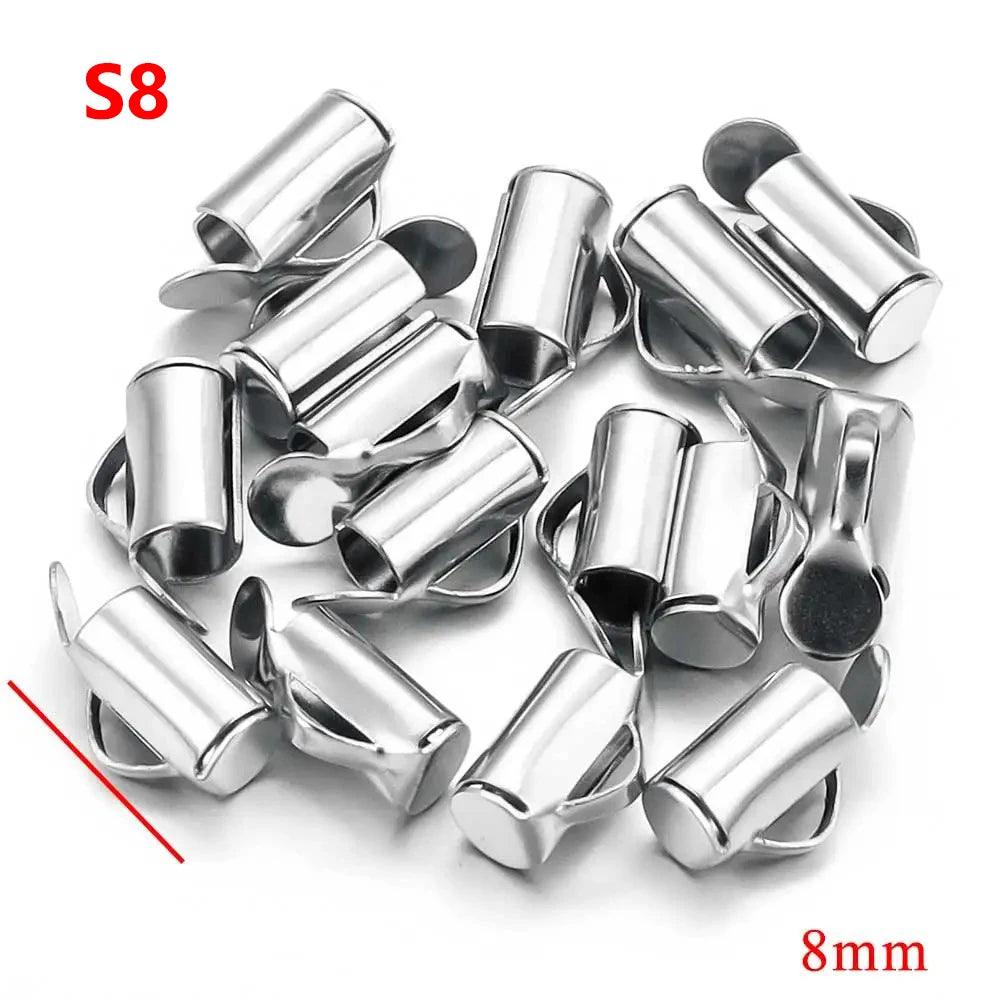 20pcs Stainless Steel Gold Plated Crimp End Beads Slide Chain Clasp Tube Slider Connector for DIY Bracelet Crafts Jewelry Making