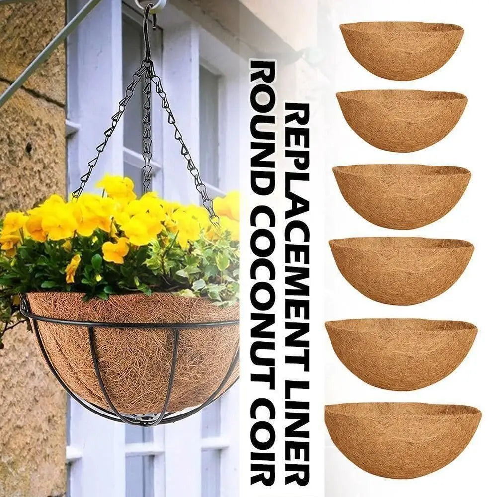 8/10/12/14/16/18 Inch Hanging Basket Liner Round Coconut Liners for Planters 100% Natural Coco Basket Replacement Liner Outdoor