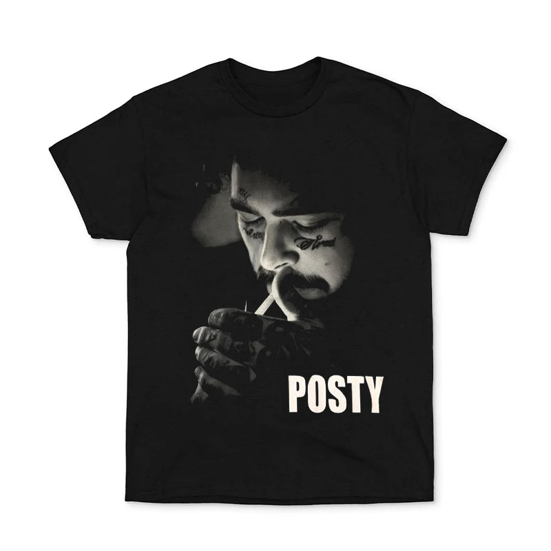 Men's and Women's 100 Percent Cotton Post Malone Short Sleeve T-Shirt Rock Rapper Portrait Design