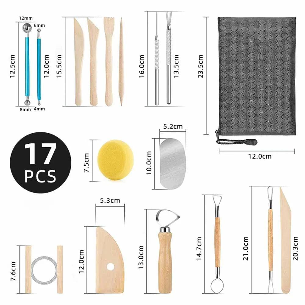 17 piece set of ceramic tools for carving clay sculpture knives DIY handmade soft pottery stone sculpture clay tool set
