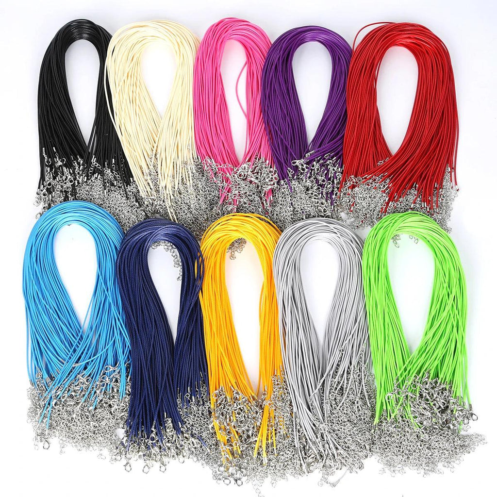 10 Pcs/lot Faux Leather Chains Bracelet Choker Necklace With Lobster Clasp DIY Jewelry Making Findings String Cord 1.5 mm