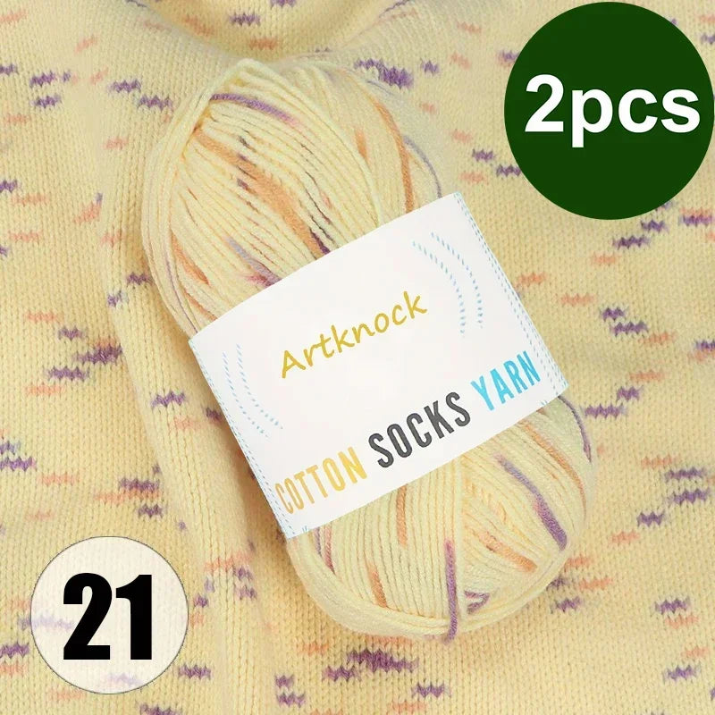 Colorful Milk Cotton Yarn For DIY Crochet Projects 2 Pcs
