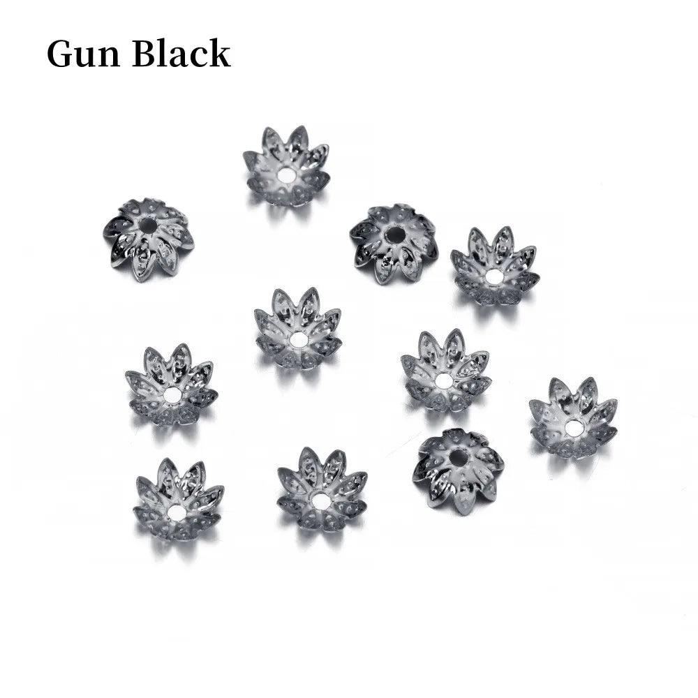 100pcs/Lot 8 10 mm  Lotus Flower Metal Loose Spacer Bead Caps Cone End Beads Cap Filigree For DIY Jewelry Finding Making