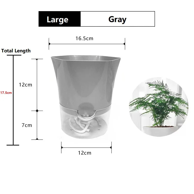 Transparent Plastic Self Watering Flowerpot Cotton Rope Automatic Suction Planter for Desk Garden Lazy Self-Absorbing Plants Pot
