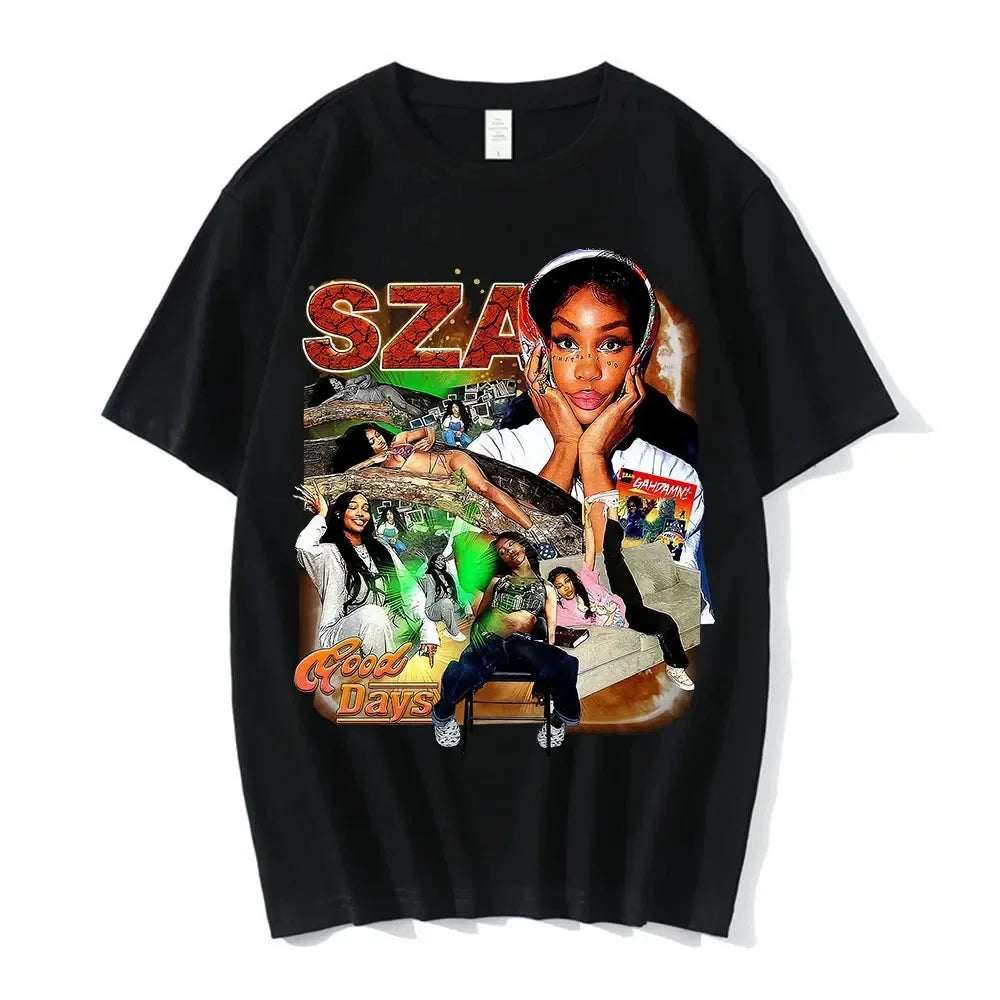 SZA Graphic Men T Shirts Cotton Hip Hop 90s Casual Oversized Streetwear Tees