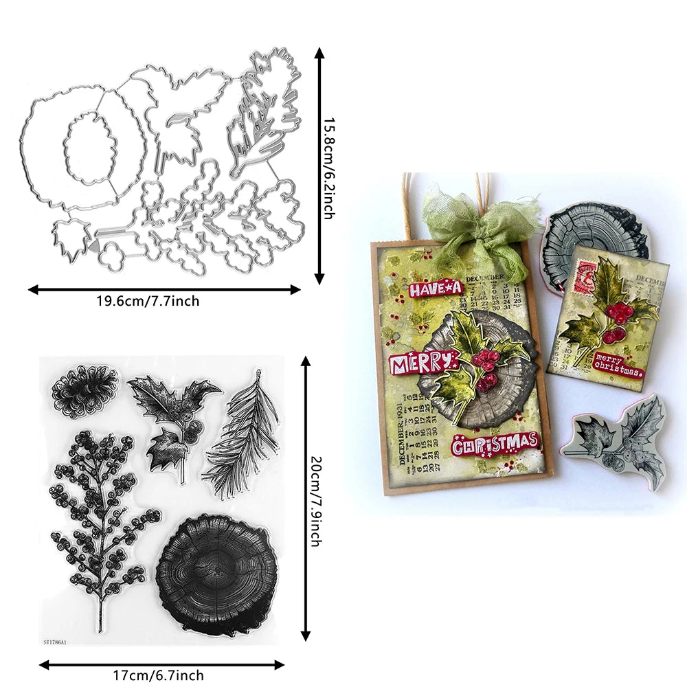 Ghost Snowman Car Ornament Metal Cutting Dies Wishes Words Block Clear Stamps for DIY Halloween Christmas Paper Craft