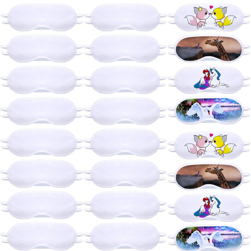 10/20Pcs Sublimation Blanks Eye Masks Soft Sleep Masks White Coverings Sleep Shade Blindfold Eye Covering DIY Your Own Eye Mask