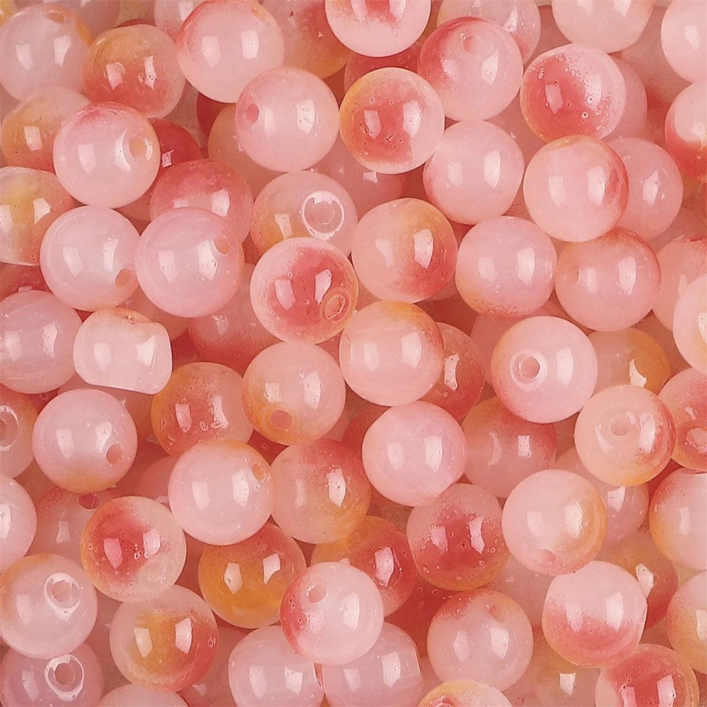 50pcs 8mm Glass Imitation Jade Bead Gradient Double Color Round Bead Handmade DIY Bracelet Necklace Jewelry Making Loose Bead Ma