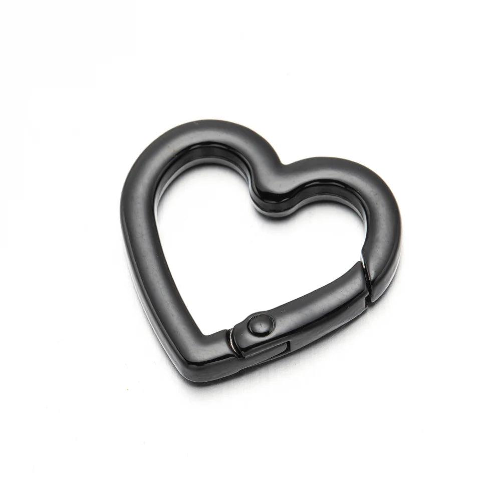 5pcs Heart Carabiner Trigger Snap Clip Spring Keyrings Buckle Hooks for Key Ring Keychains Bag Purse Handbag Craft Making Supply