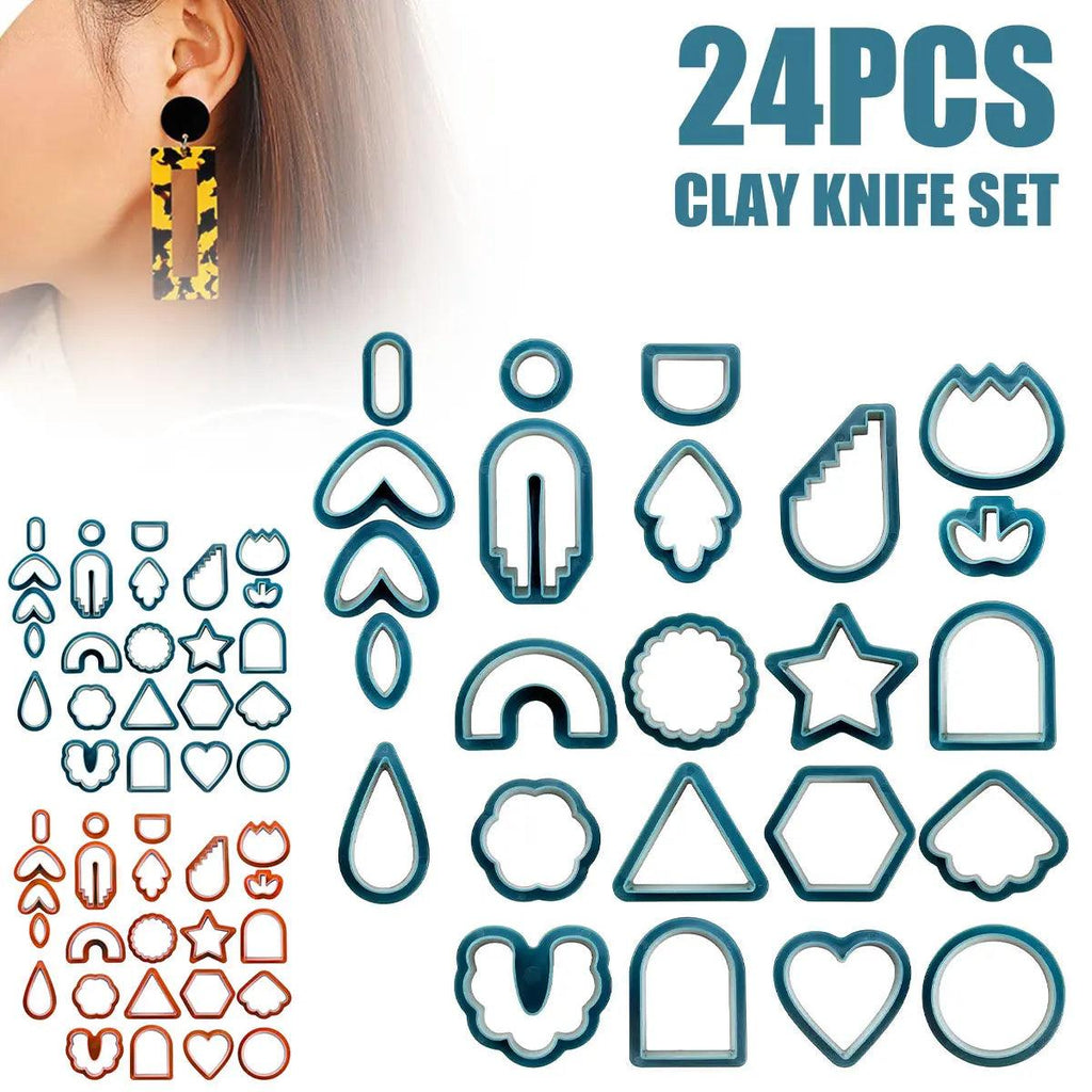 24 pcs Clay Earring Cutters Set for Polymer Clay Jewelry Making Plastic Polymer Clay Cutters Handmade Set for DIY Jewelry Gift