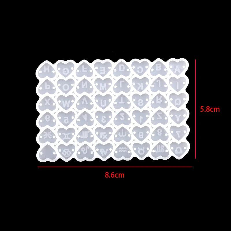 Square Heart Letter Number Silicone Molds Charms Pendant Epoxy Resin Alphabet Bead Mold for DIY Bracelet Jewelry Making Supplies