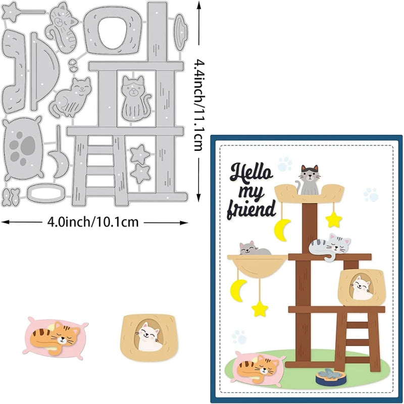 Animal Cutting Dies Dog with Coffee Hat Metal Stencil Template 3x3.6 Inch Embossing Stencils for DIY Crafts Scrapbook Album