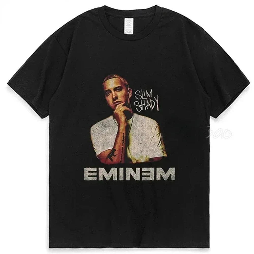 Rapper Eminem Unisex T Shirt for Men and Women Fashion Hip Hop Top Loose Rock Tee Summer Style