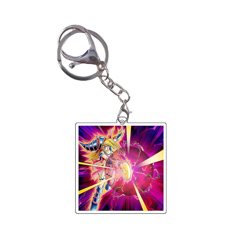 Yugioh Keychain Original Image Black Magician Girl DMG BMG Kuriboh Anime Game Self Made Acrylic Pendant Decoration DIY Toys Gift