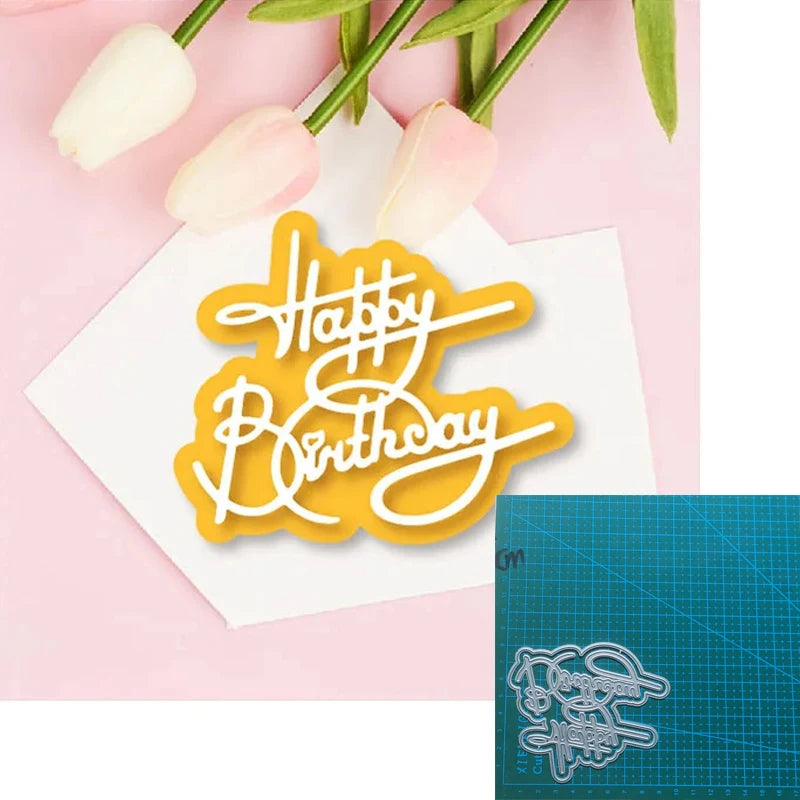 Metal Cutting Dies Happy Birthday Mold Scrapbooking Decoration Paper Knife Mould Blade Punch Template Embossing Stencils