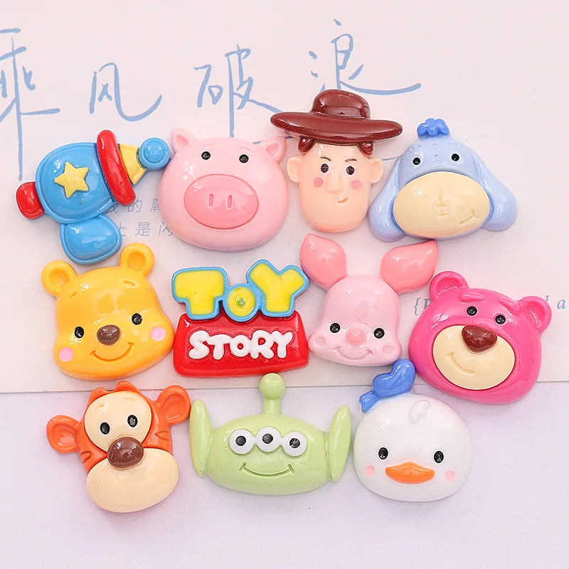 10 Pcs New Cute Mini Cartoon Animal Resin Scrapbook Diy Jewelry Hairpin Phone Case Accessories