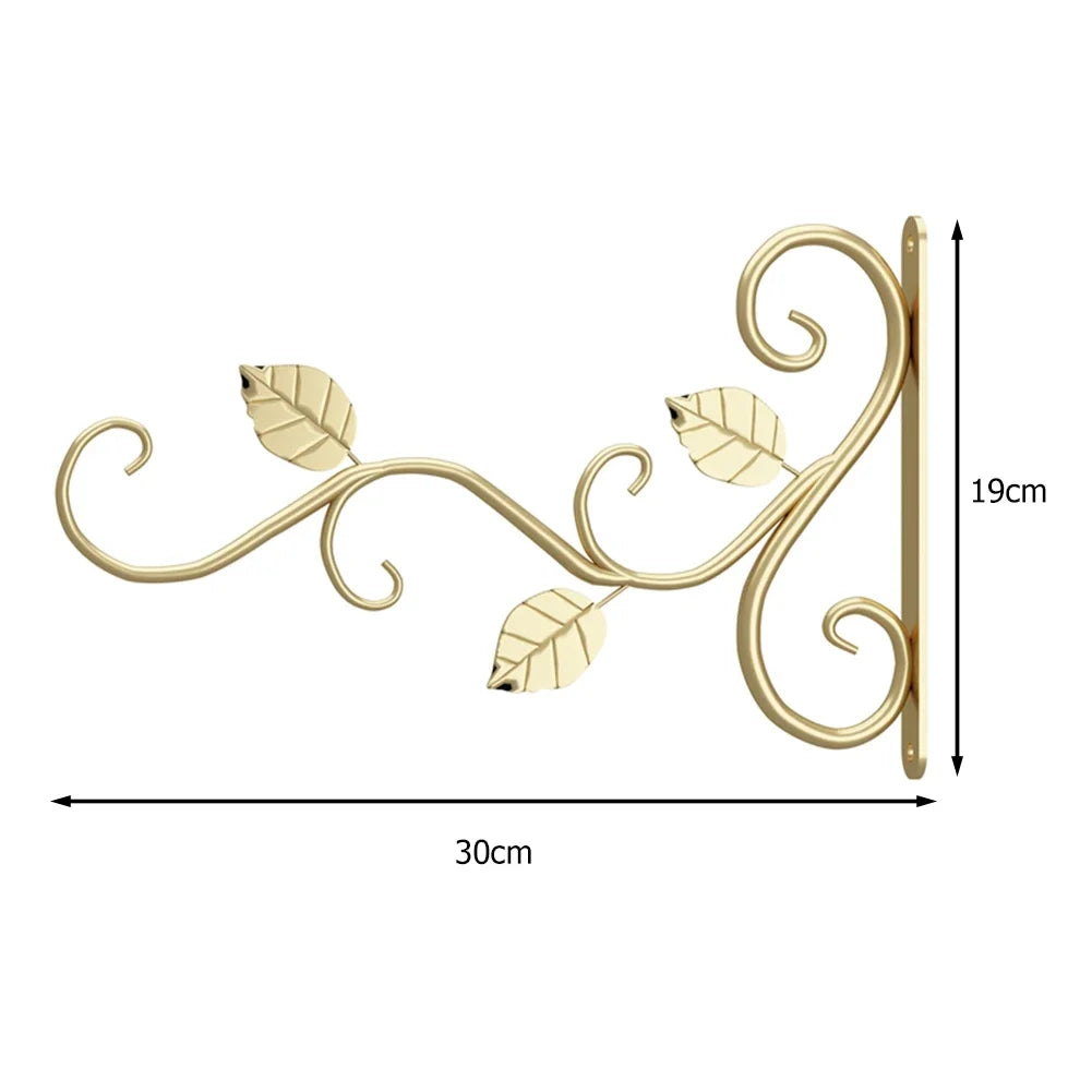 Bird Pattern Flower Basket Holder Wall Mounted Metal Bracket Hanger Rustic Style Wide Base for Outdoor Indoor Garden Yard Street