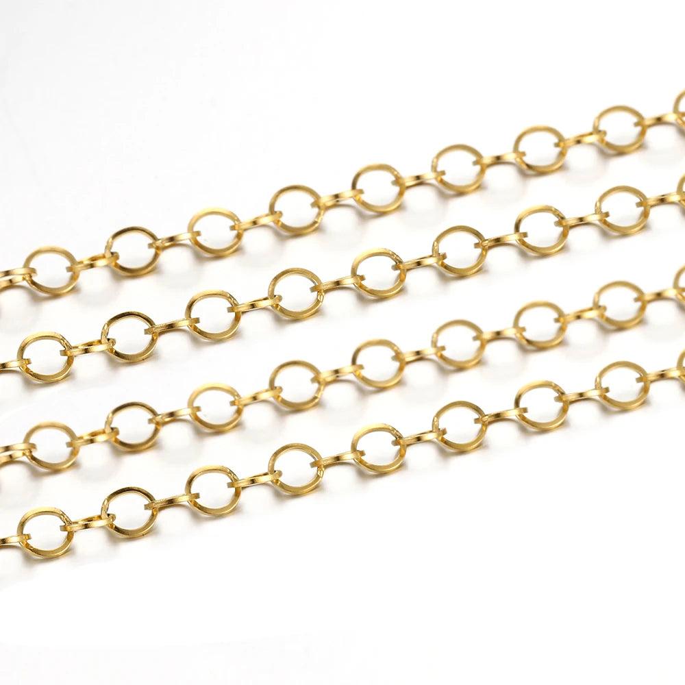 2Meters/lot 2/3/4/5mm Stainless Steel Circle Shape Chain for Necklace DIY Jewelry Making Findings Materials Accessories