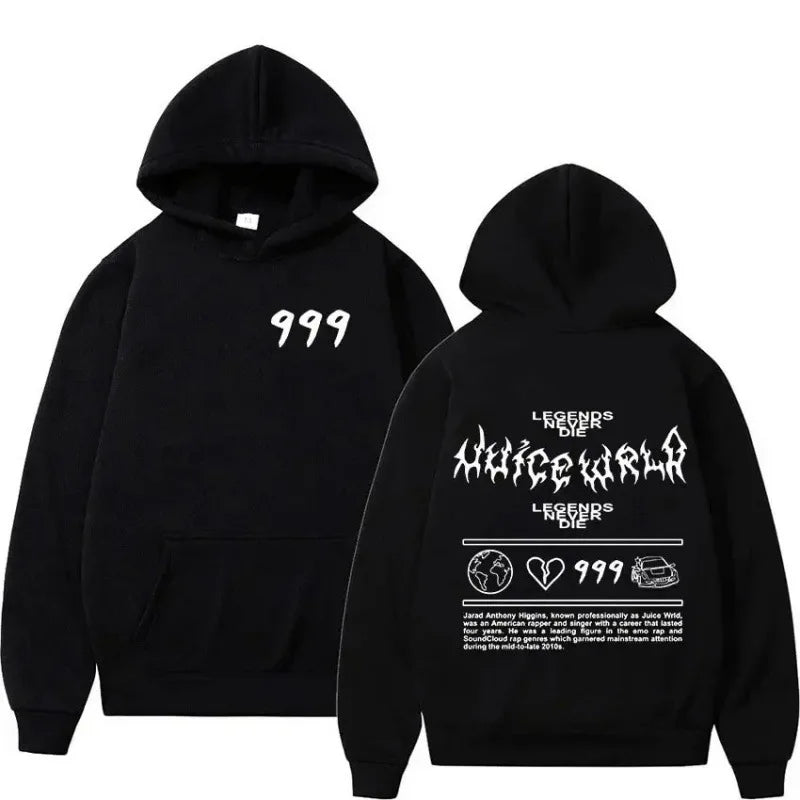 Juice WRLD Hoodies Men Women Hooded Sweatshirts Fashion Hip Hop Casual Pullovers Autumn Boys Girls Black Streetwear Juicewrld