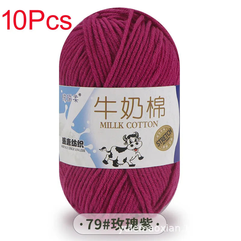 10 Piece Milk Cotton Yarn Knitting Wool for Hand Knitting and Crochet Soft Yarn for Scarves Hats and Sweaters