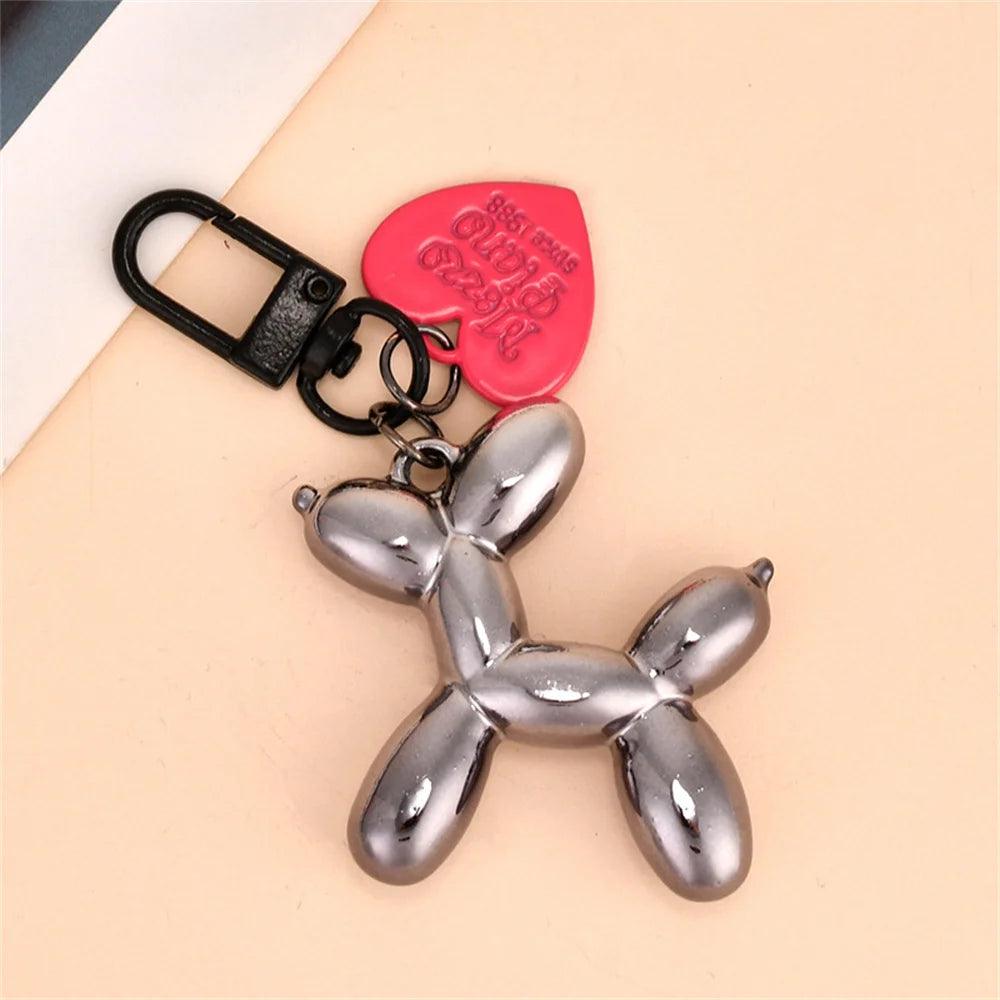 Kawaii Balloon Dog Acrylic Keychains Y2k Car Key Chains Jewelry Cute Bag Pendant Trinket Accessories Decoration Couple Gift