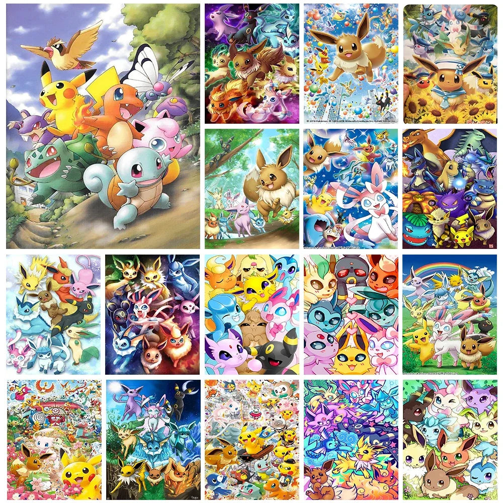 Japanese anime 5D DIY cartoon Pokemon diamond painting kit Picchu cross stitch Eevee fox handmade diamond mosaic art gift