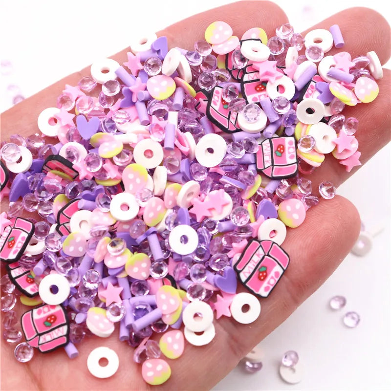 20g Flower Fruits Polymer Hot Soft Clay Slices Watermelon Strawberry Lemon Grape Kiwi Clay Sprinkles Nail Art Klei Mud Particles