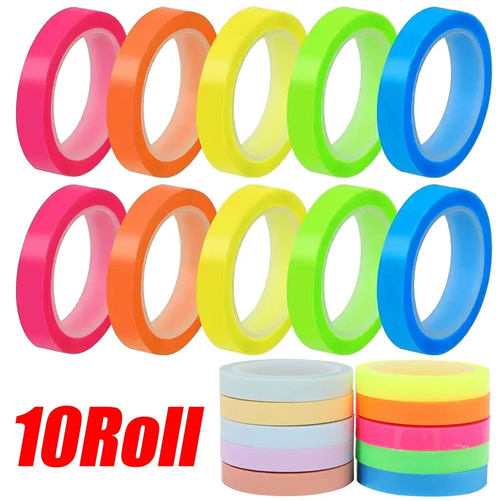 10/5 Rolls Sticky Notes Fluorescent Tabs Index Tape Transparent Waterproof Marker Index Stickers School Office Students Supplies