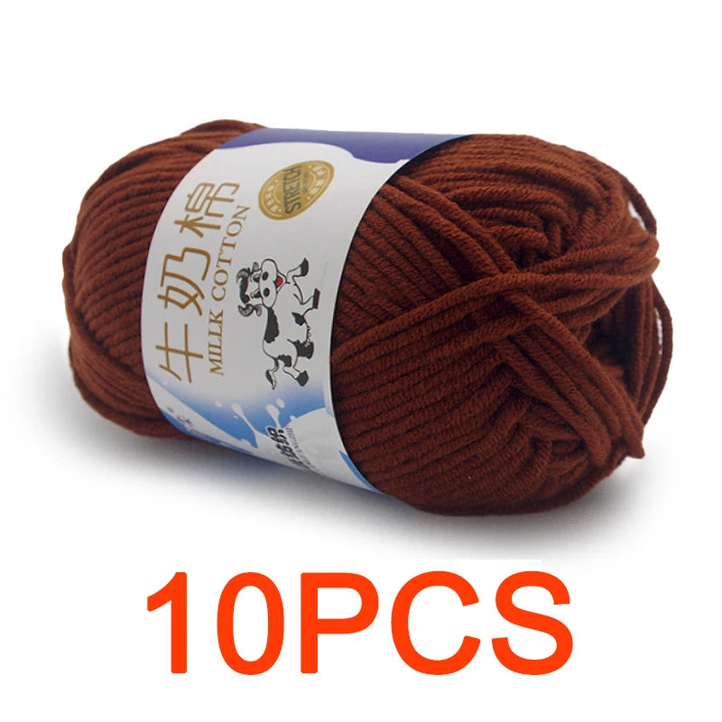 10 Pieces Milk Cotton Knitting Yarn Soft Warm Yarn for Hand Knitting and Crochet Projects