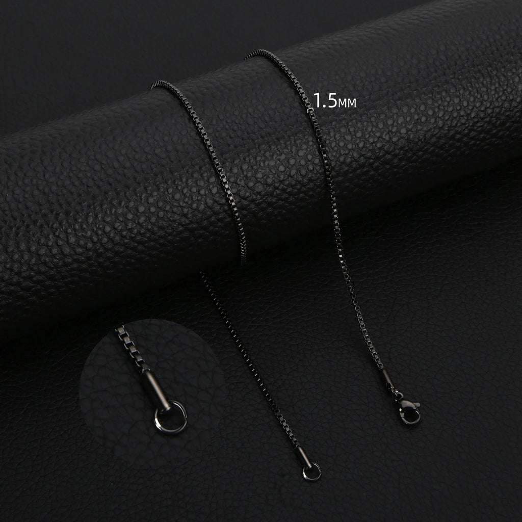 HIYEE 1.5 To 3 MM Thick Stainless Steel Box Chain Necklaces For Men And Women Jewelry Link Chokers With 18 To 24 Inches