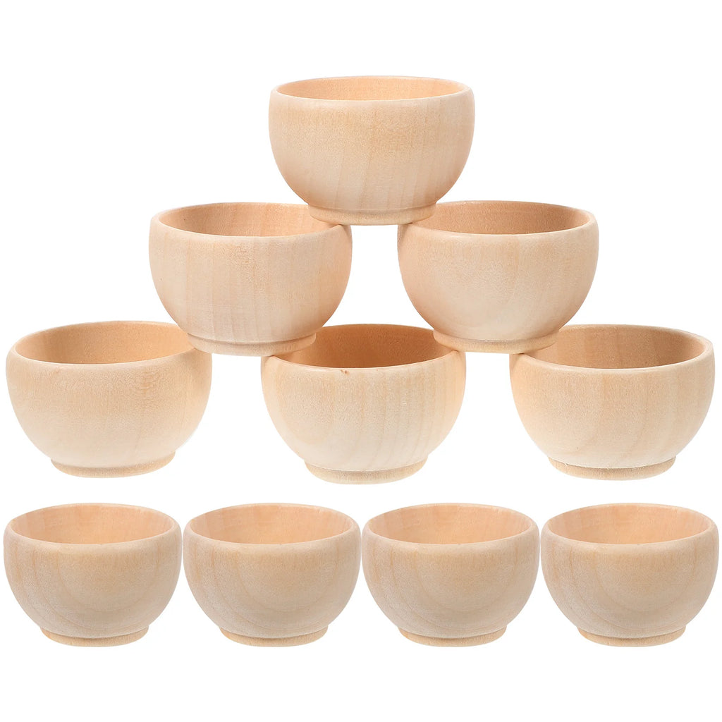 Small Unfinished Wooden Bowls Pinch Bowls Condiment Cups Salt Cellars Nuts Bowls Unpainted Miniature Bowls Diy Painting Art