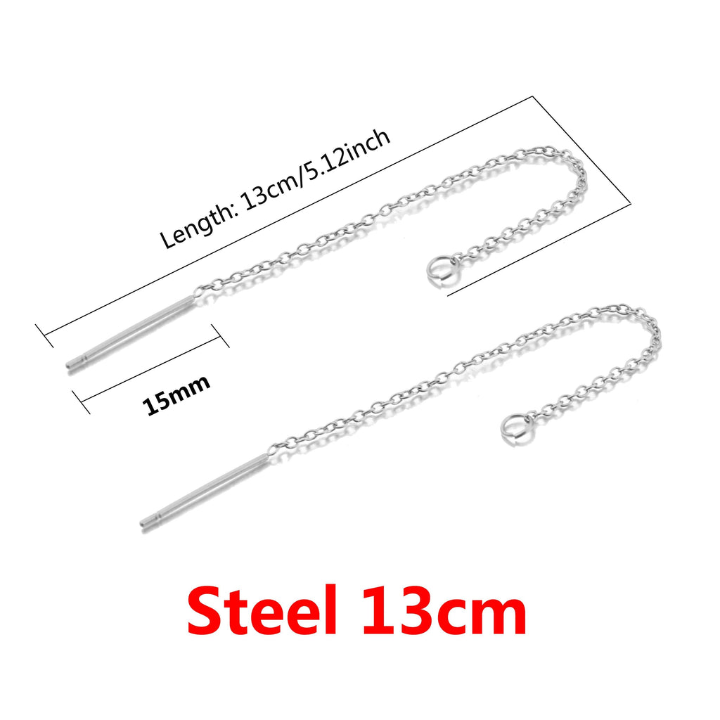 10Pcs Stainless Steel Tassel Threader Drop Dangle Earrings Long Chain Ear Line for DIY Jewelry Makings
