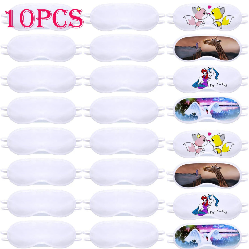 10/5Pcs Sublimation Blank Eye Sleep Coverings Silk Eye Mask Soft Heat Transfer Sleep Shade Blindfold for Sleeping Travel Game