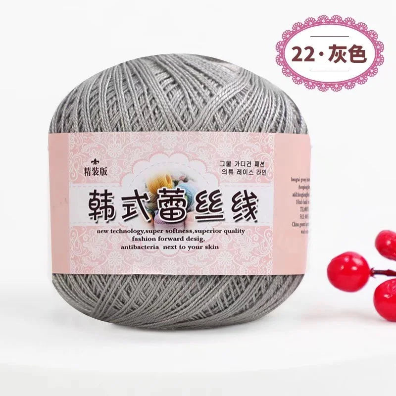 Pure Cotton Lace Crochet Thread No 8 Ice Silk 50g Yarn
