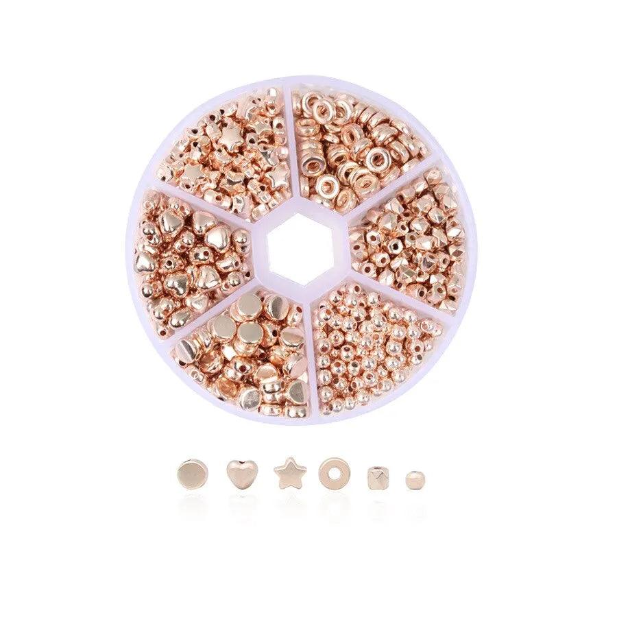 540pcs Gold Spacer Beads Set Assorted Round Star Gold Beads Kit for Bracelet DIY Jewelry Making
