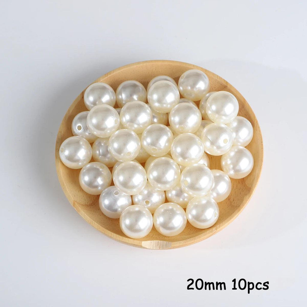 3-20mm 10-1000pcs straight hole ABS imitation pearl beige white bracelet with round beads for DIY craft jewelry making products
