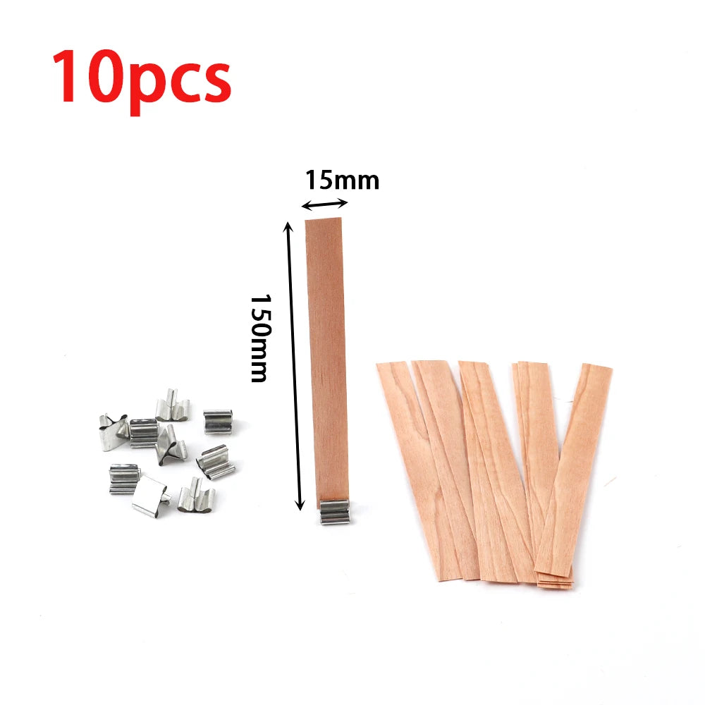 7pcs Cylindrical Wooden Candle Wicks Set Round Tube Wood Candle Cores With Base For DIY Candle Making Craft Soy Parffin Wax Wick