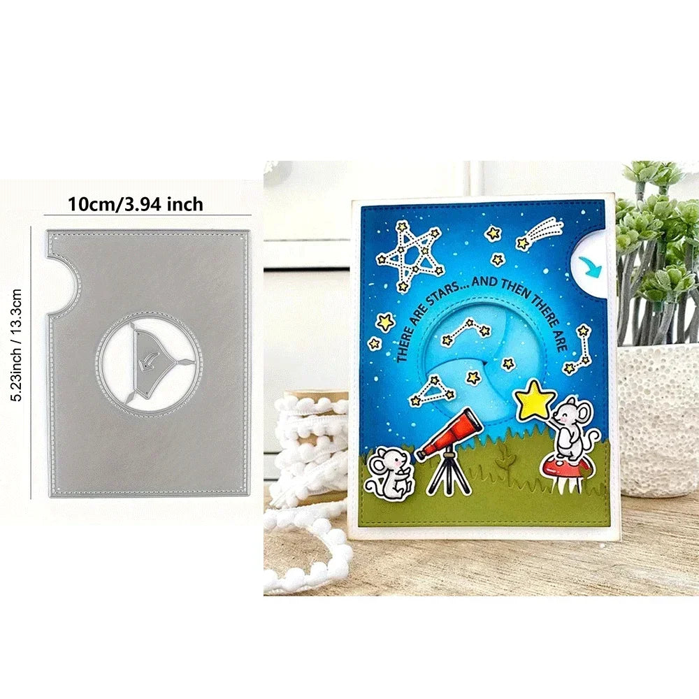 Magic Iris Camera Pull Tab Bundle Clear Stamps and Metal Cutting Dies for DIY Craft Card Making Scrapbooking Decoration