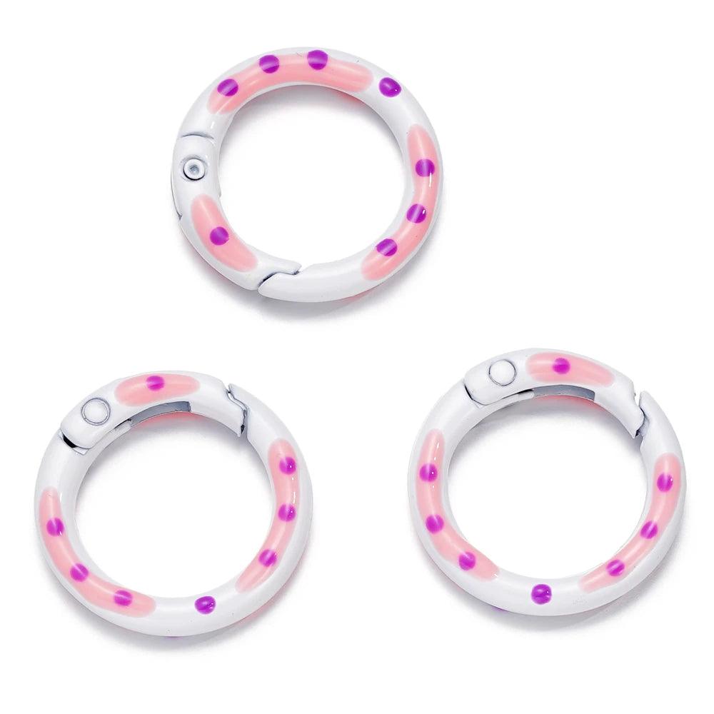 5pcs/lot Multicolor Metal Round Ring Spring Clasp Carabiner Keychain Clips Hook Dog Chain DIY Jewelry Buckle Connector Supplies