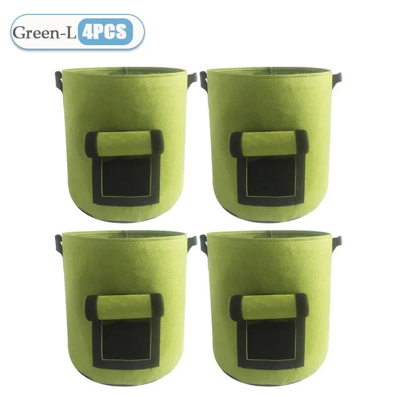 1-8PCS 5/10Gallon Felt Potato Planting Bag Large Diameter Vegetable Plant Seedling Bag Non-Woven Garden Potato Growing Bucket