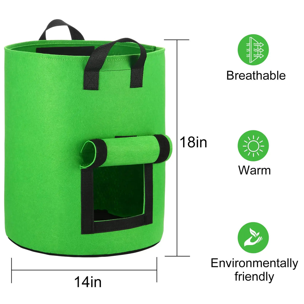 5/7/10 Gallon Potato Grow Bags with Two Flap Windows, Heavy Duty Aeration Fabric Pots with Handles for Garden and Planting