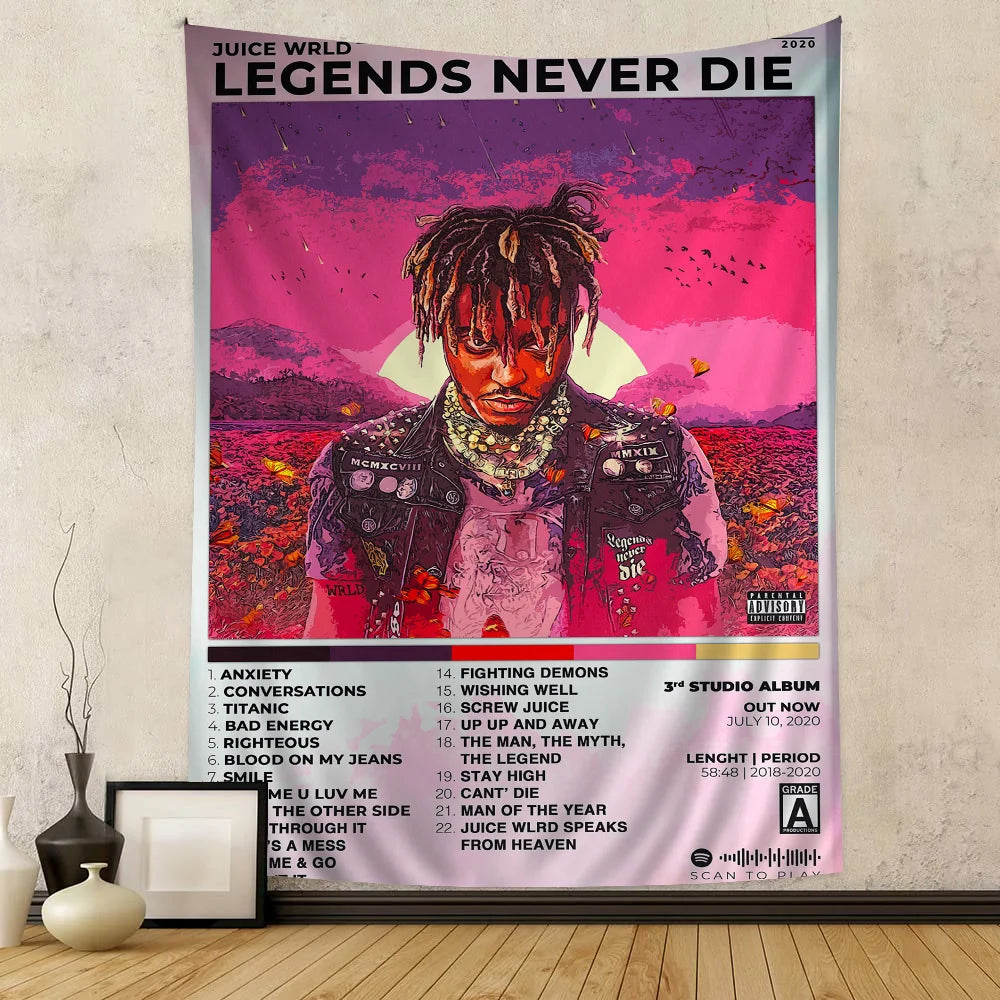 Singer Juice Wrld Hanging Bohemian Tapestry Cheap Hippie Wall Hanging Bohemian Wall Tapestries Mandala Wall Hanging Home Decor