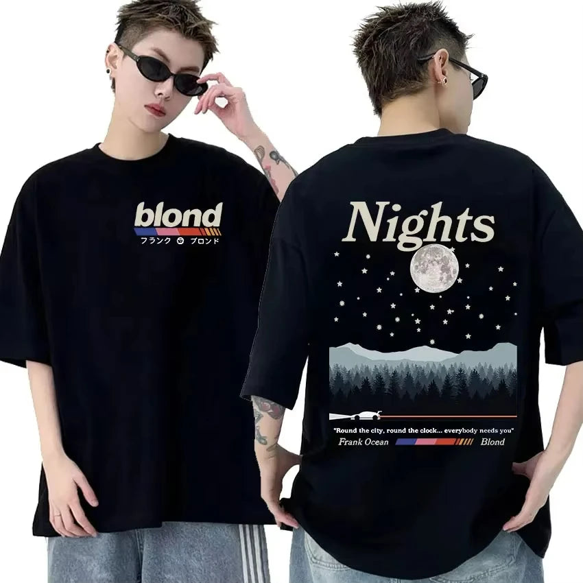 Rapper Frank Retro Graphic T Shirt Men's Hip Hop Ocean Album Oversized Cotton T-Shirt Unisex Y2K Blond Fashion