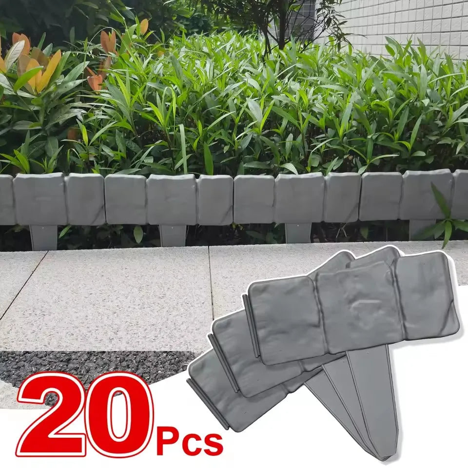 10-20pcs Garden Fence Imitation Stone Plant Support Stake Outdoor Edging Decorative Border DIY Lawn Yard Landscape Plant Fence
