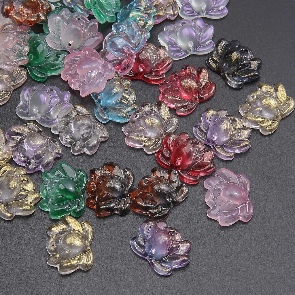 5Pcs Glass Double Hole Lotus Bead Handmade DIY Jewelry Bracelet Earring Bead Accessory Material