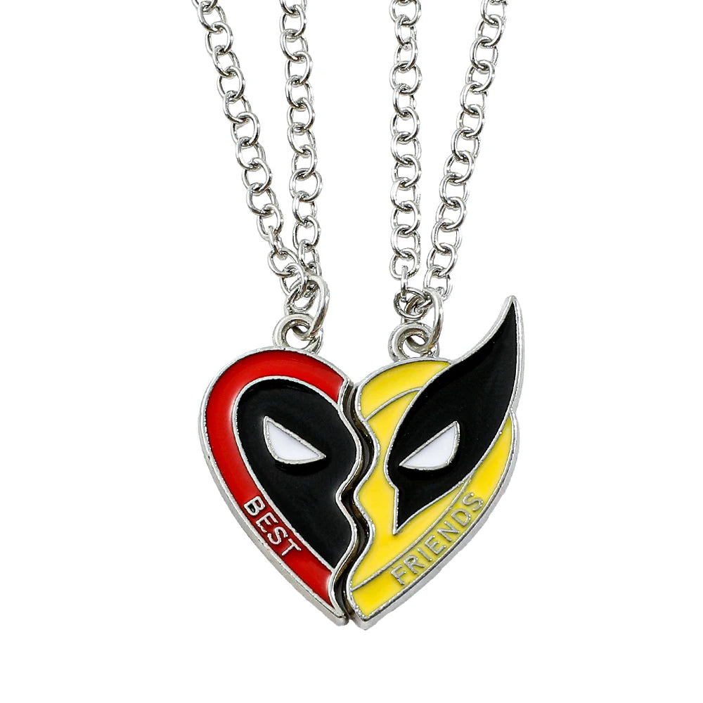 Marvel X-men Deadpool Necklace Split Heart Necklace Stainless Steel Necklace Men Jewelry Cosplay Accessories