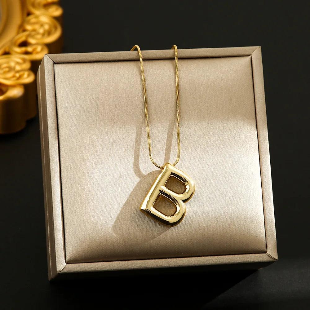 Hot Sale Stainless Steel 26 English Alphabet Necklace Pendant All-match Simple Clavicle Chain Jewelry
