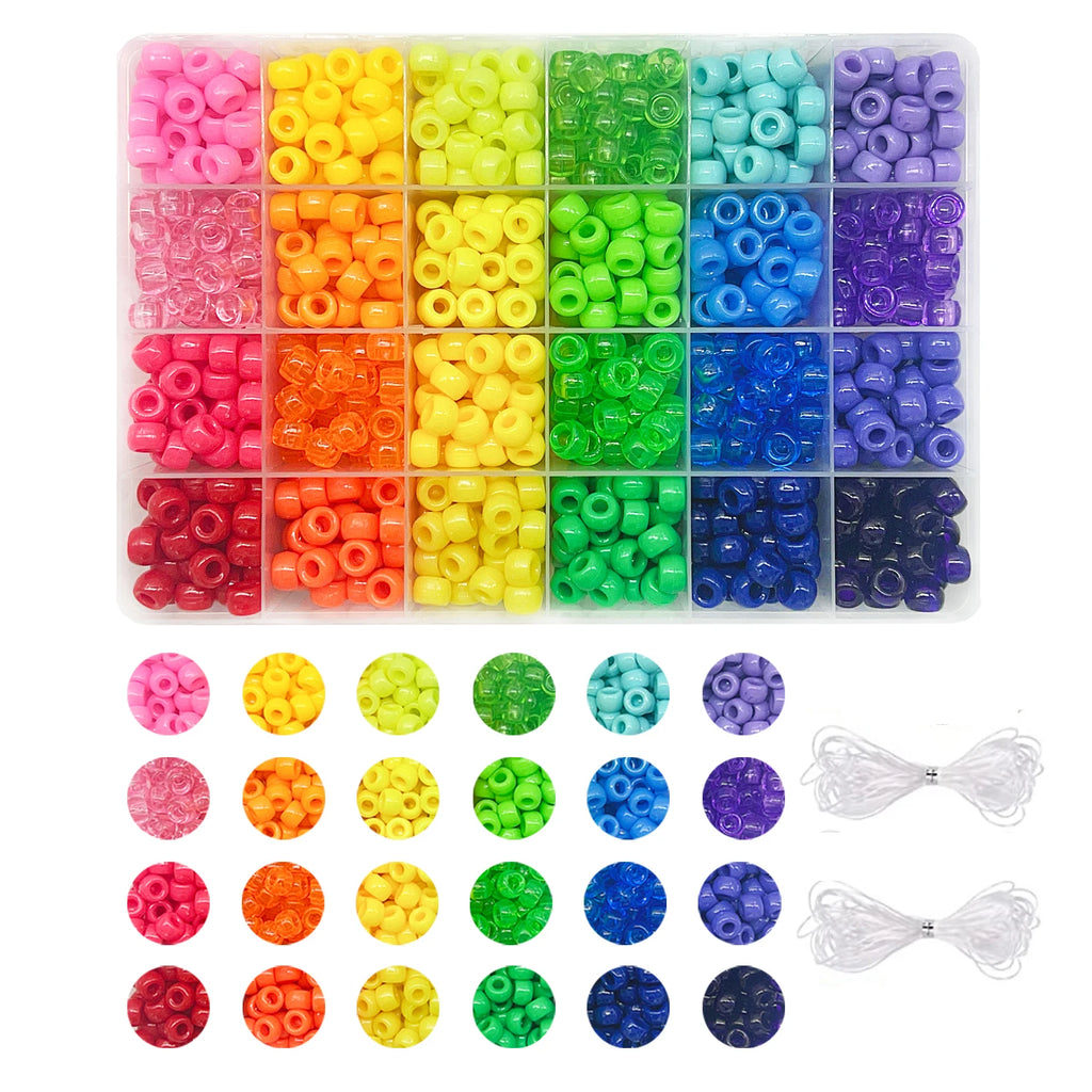 Pony Beads for Friendship Bracelet Making Kit 24 Colors Kandi Beads Set, 720pcs Plastic Rainbow Bulk and 980pcs Letter Beads wit