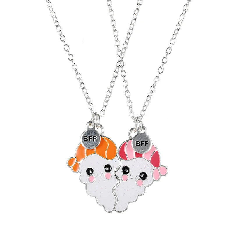 Qpeach 2Pack Heart Unicorn Bear Cat Pendant Best Friend Girl BFF Necklace of 2 for Besties Friendship Jewelry Gifts